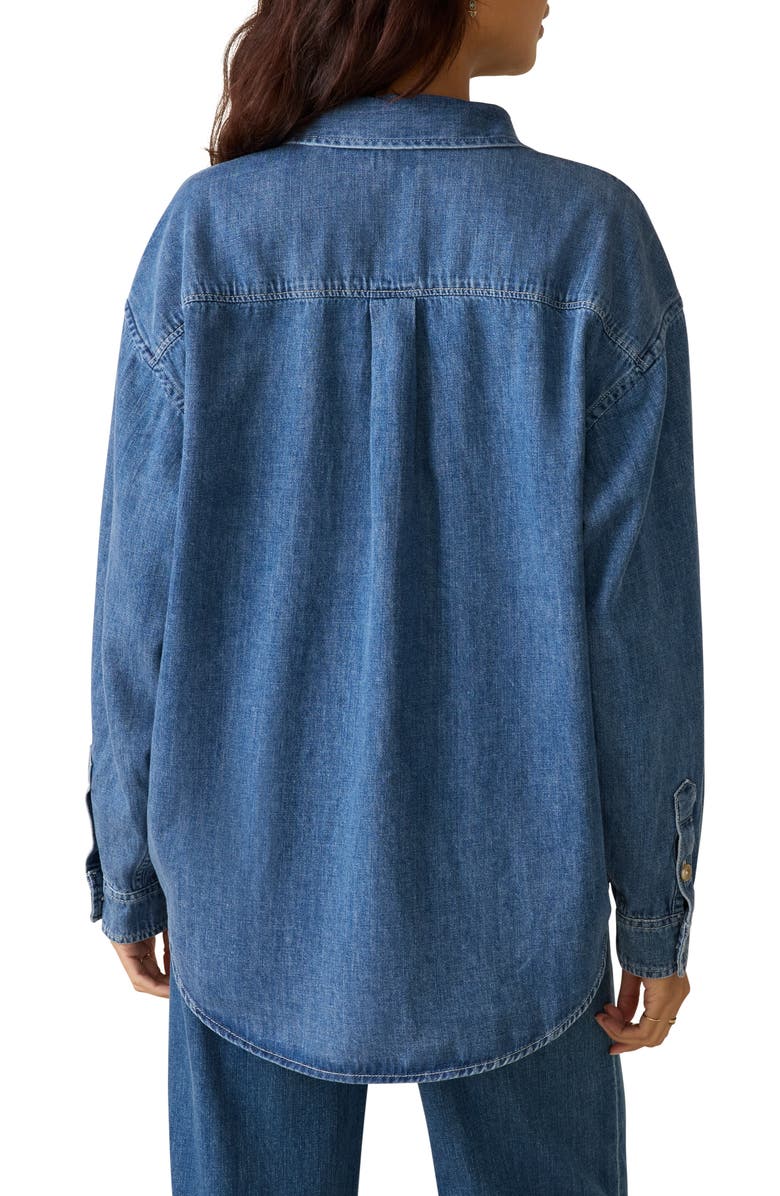 Faherty Sunfair Oversized Organic Cotton Denim Button-Up Shirt, Alternate, color,