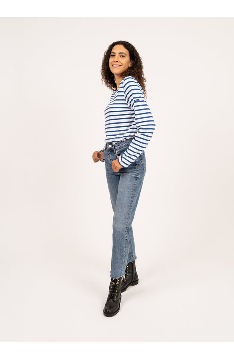 Saint James MINQUIERS MODERN - Breton Striped Shirt, Main, color, White/Royal Blue