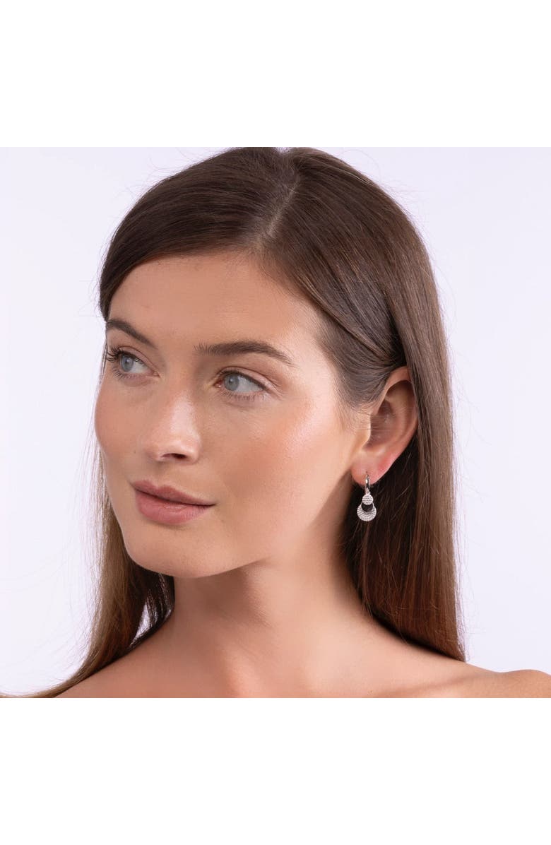 Anna Zuckerman Petite Pave Huggie Earrings, Alternate, color, Platinum