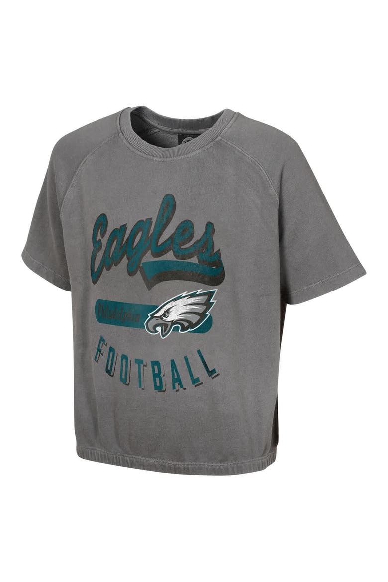 Women's  Gray Philadelphia Eagles Mineral Wash Short Sleeve Top, Alternate, color, Gray