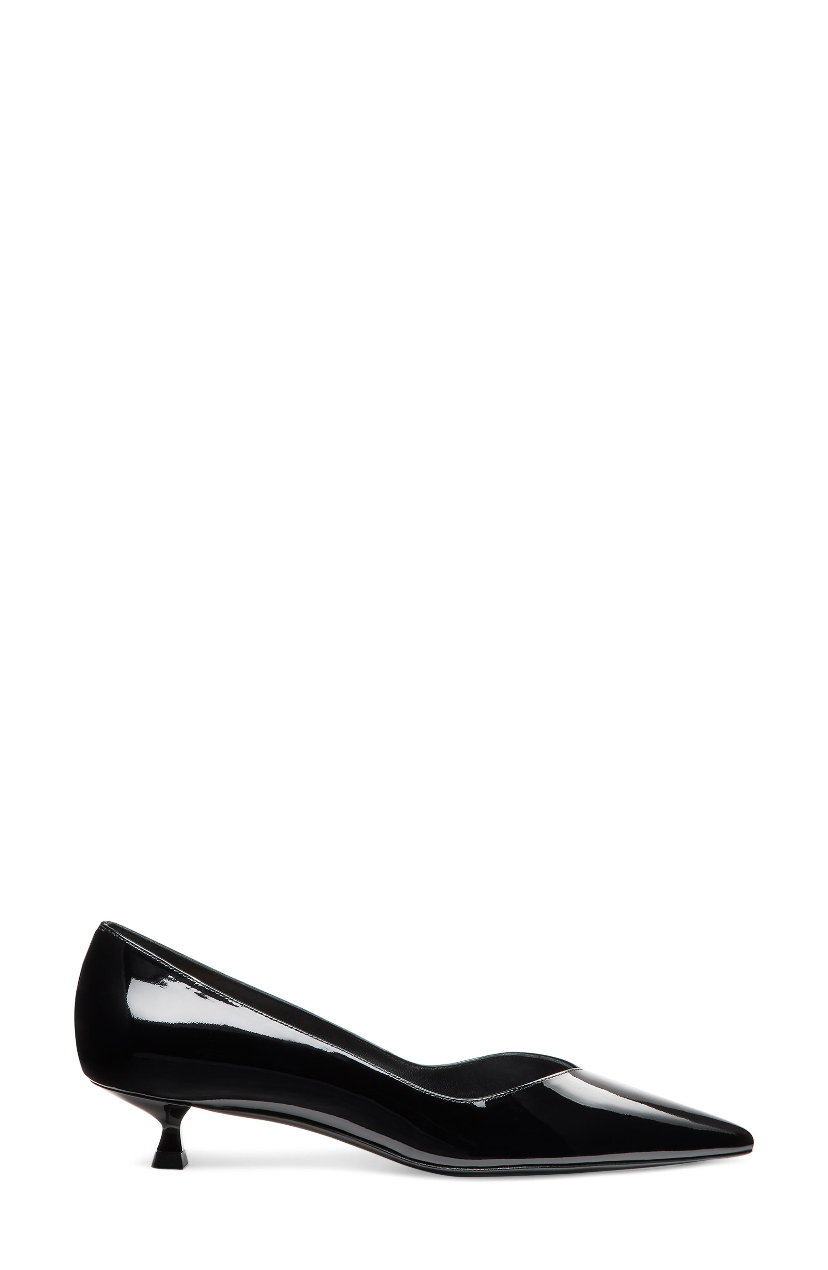 Stuart Weitzman Eva Kitten Heel Pointed Toe Pump, Alternate, color, Black