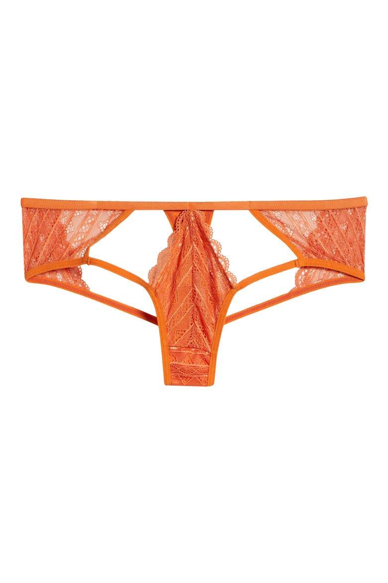 Playing Koi Cutout Lace Thong, Alternate, color, ORANGE