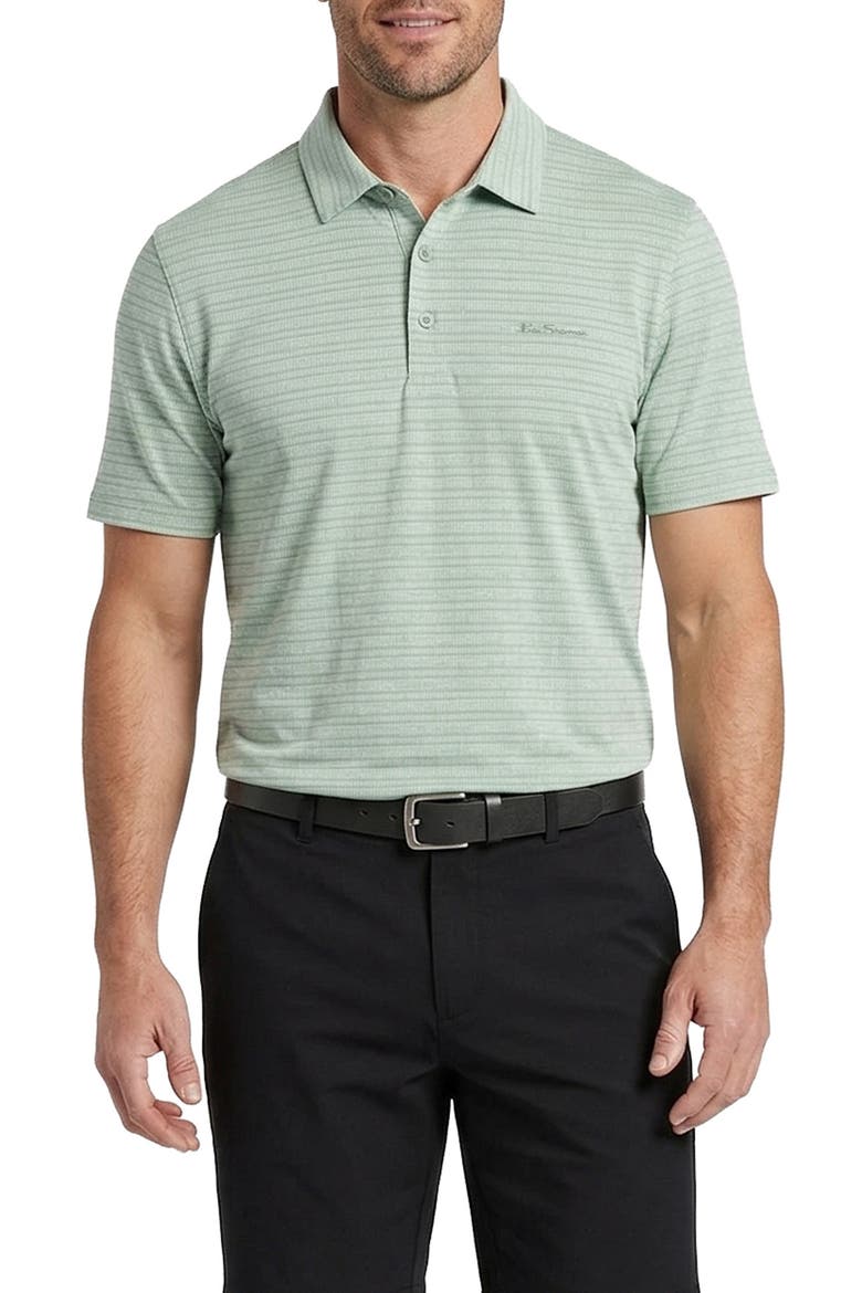 Texture Stripe Performance Polo, Main, color, ALOE