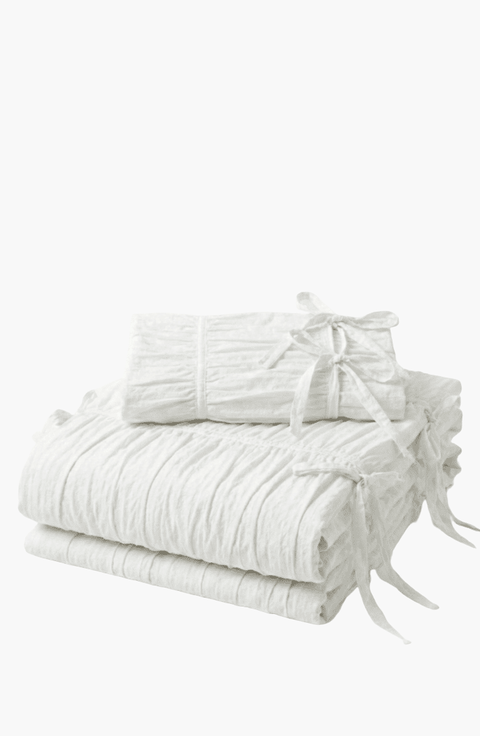 Ruffle Ribbon Ties Duvet Cover