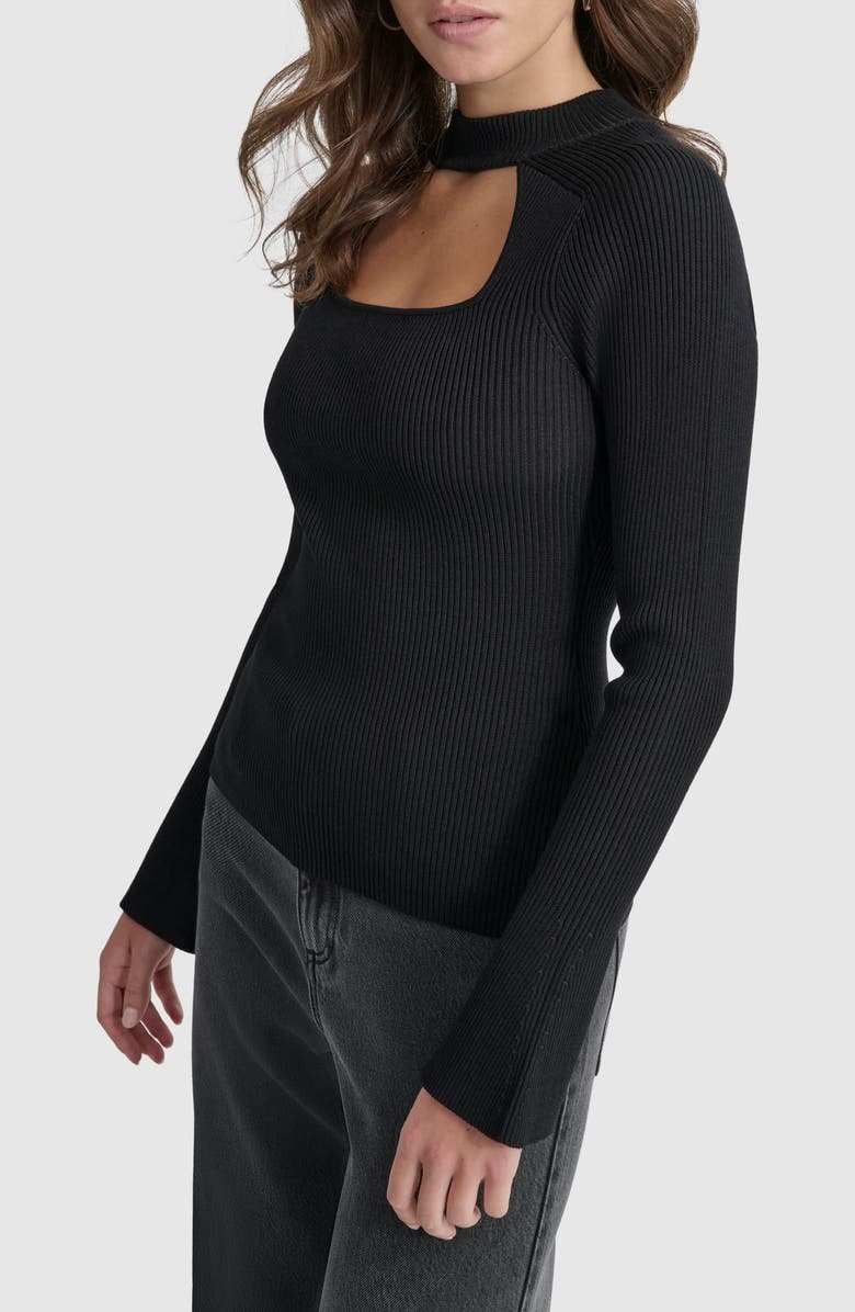 DKNY Cutout Bell Sleeve Sweater, Alternate, color, 