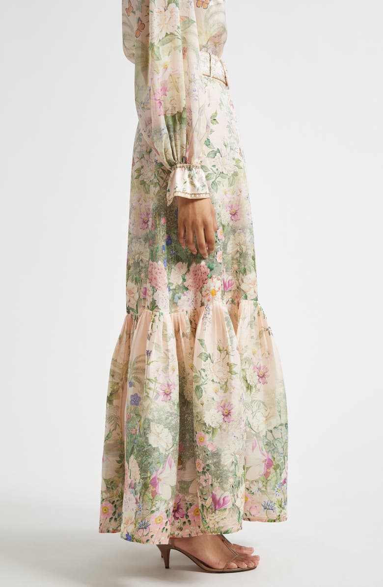 Camilla Tiered Linen & Silk Maxi Skirt, Alternate, color, Palacio Playground