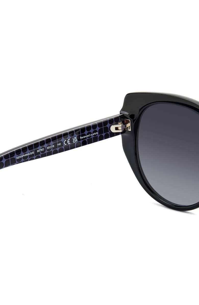 Kate Spade New York seraphina 55mm gradient round sunglasses, Alternate, color, Black/ Grey Shaded