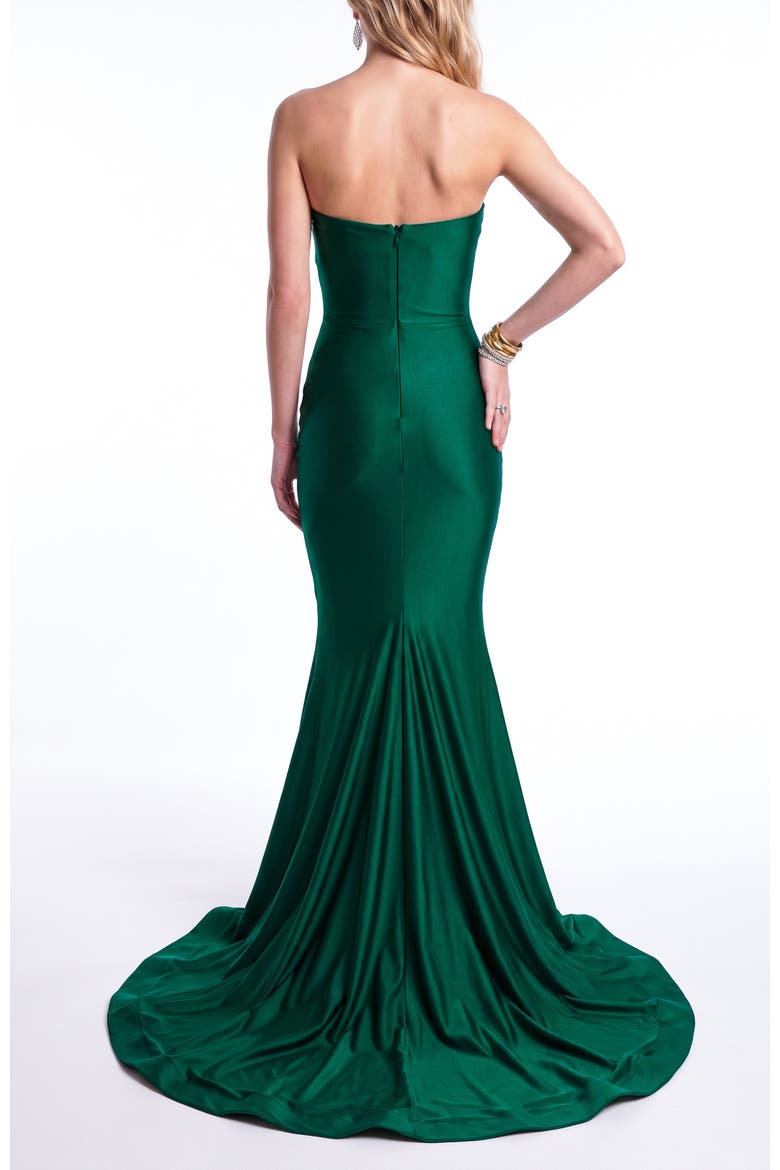 Strapless Ruched Sweetheart Mermaid Evening Gown, Alternate, color, Forest Green