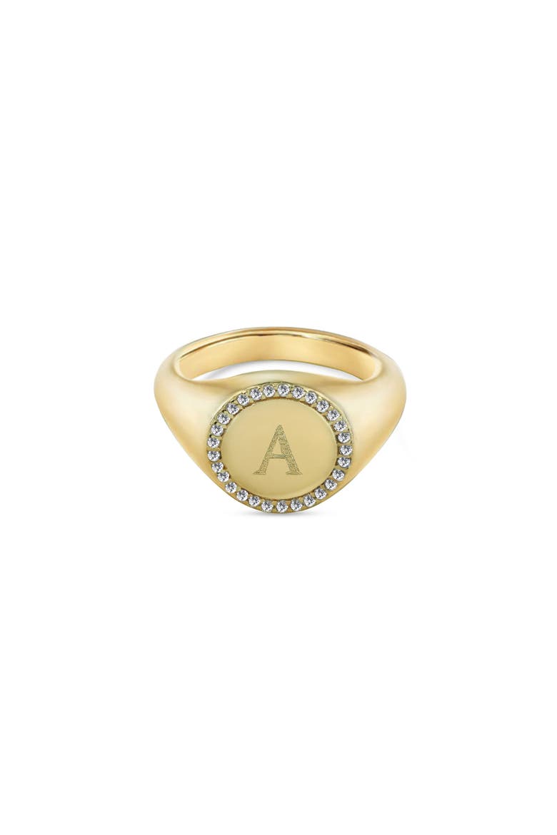 Small Round Personalized Signet Ring, Alternate, color, GOLD