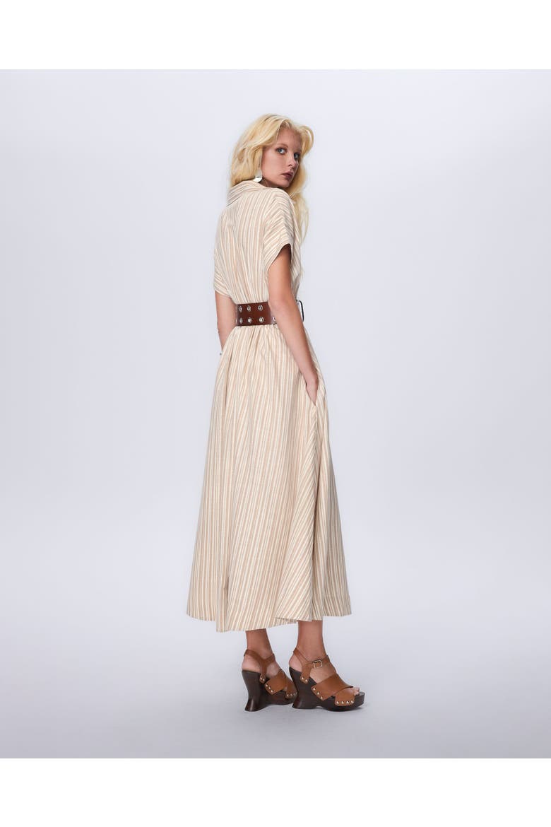 Astraea Lurex Belted Maxi Dress, Alternate, color, Sand