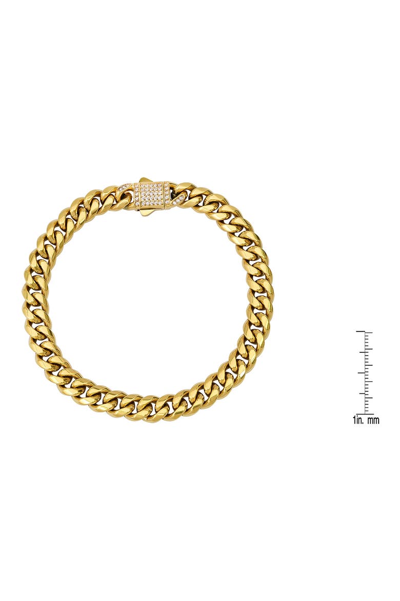 Men's 18k Gold Plated Crystal Curb Chain Bracelet, Alternate, color, GOLD