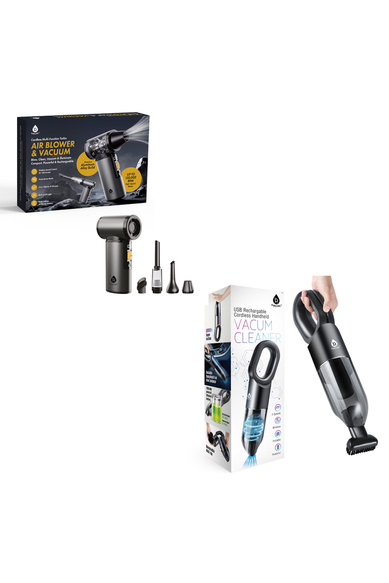 Ultimate Cleaning Bundle 3-in-1 Turbo Air Duster & Cordless Handheld Vacuum, Main, color, Black