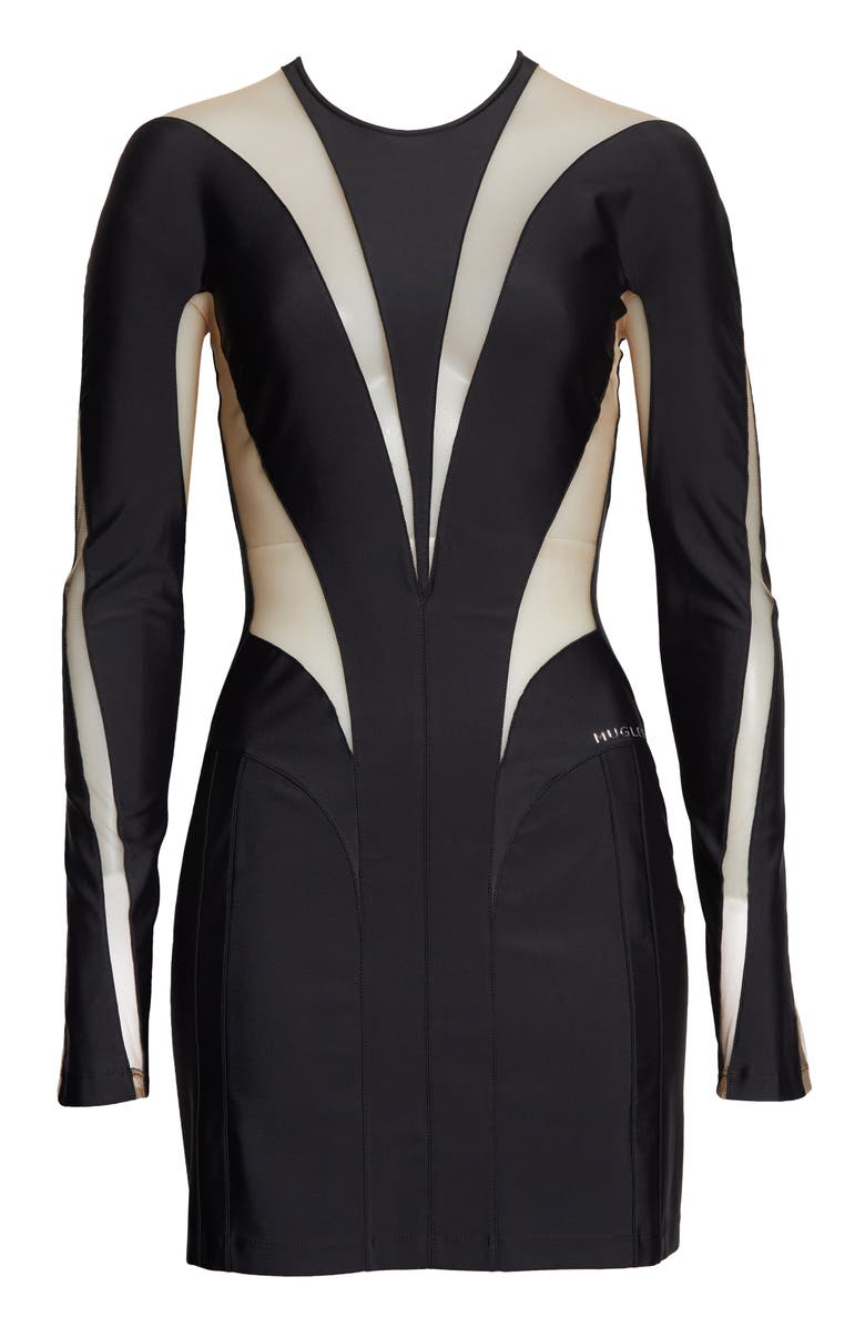 MUGLER Cutout Illusion Panel Long Sleeve Body-Con Minidress, Alternate, color,