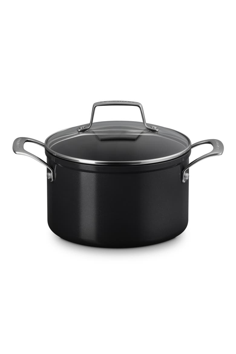 Essential Nonstick Ceramic Stockpot with Glass Lid, Main, color, BLACK