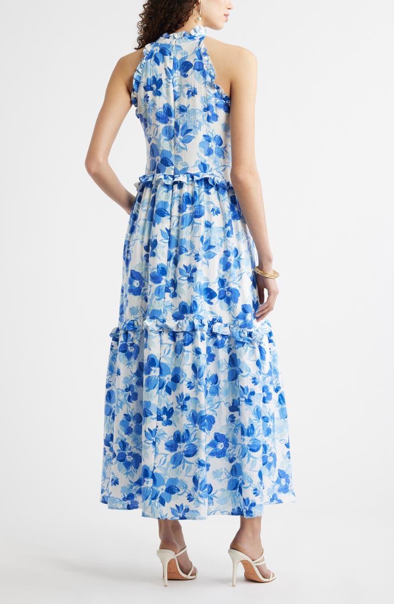 Chelsea28 Ruffle Trim Sleeveless Maxi Dress, Alternate, color, Blue Gabby Floral