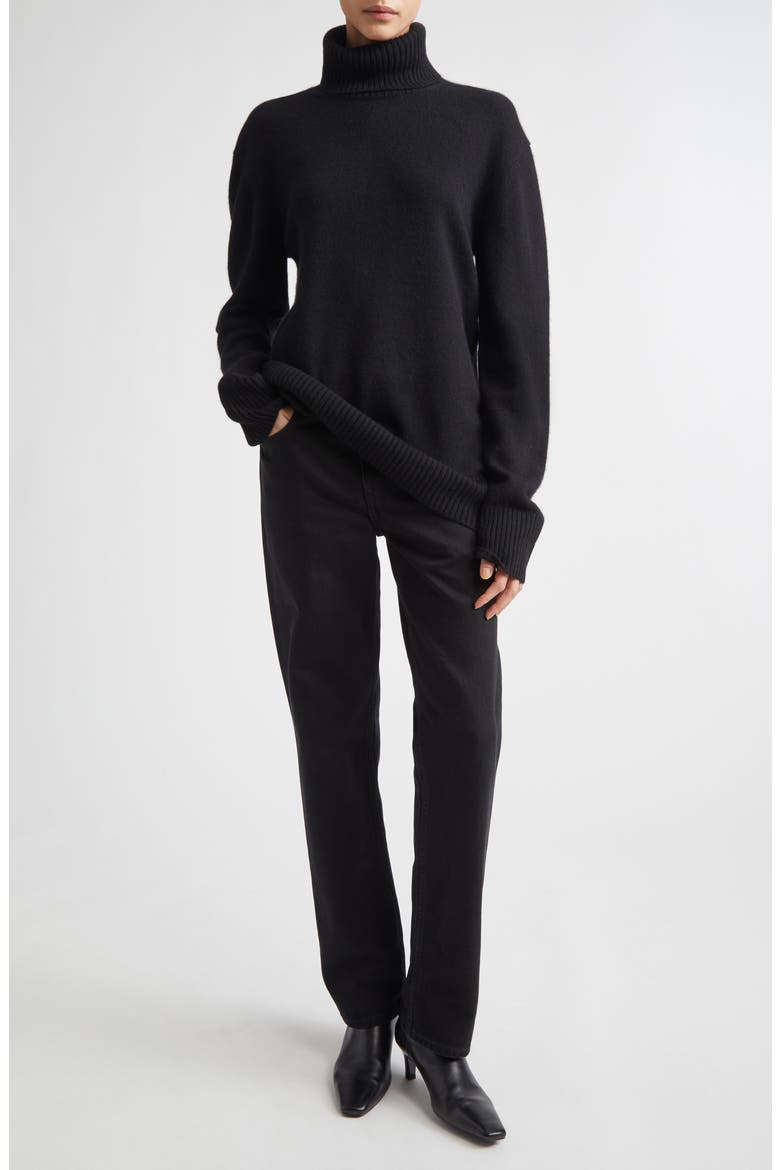 Cashmere Turtleneck Sweater, Alternate, color, BLACK