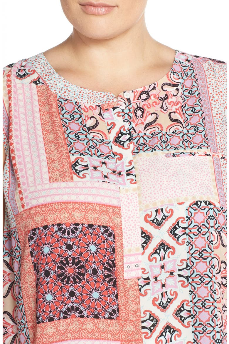 Print Pleat Back Sleeveless Top, Alternate, color, ARABESQUE PATCHWORK PINK