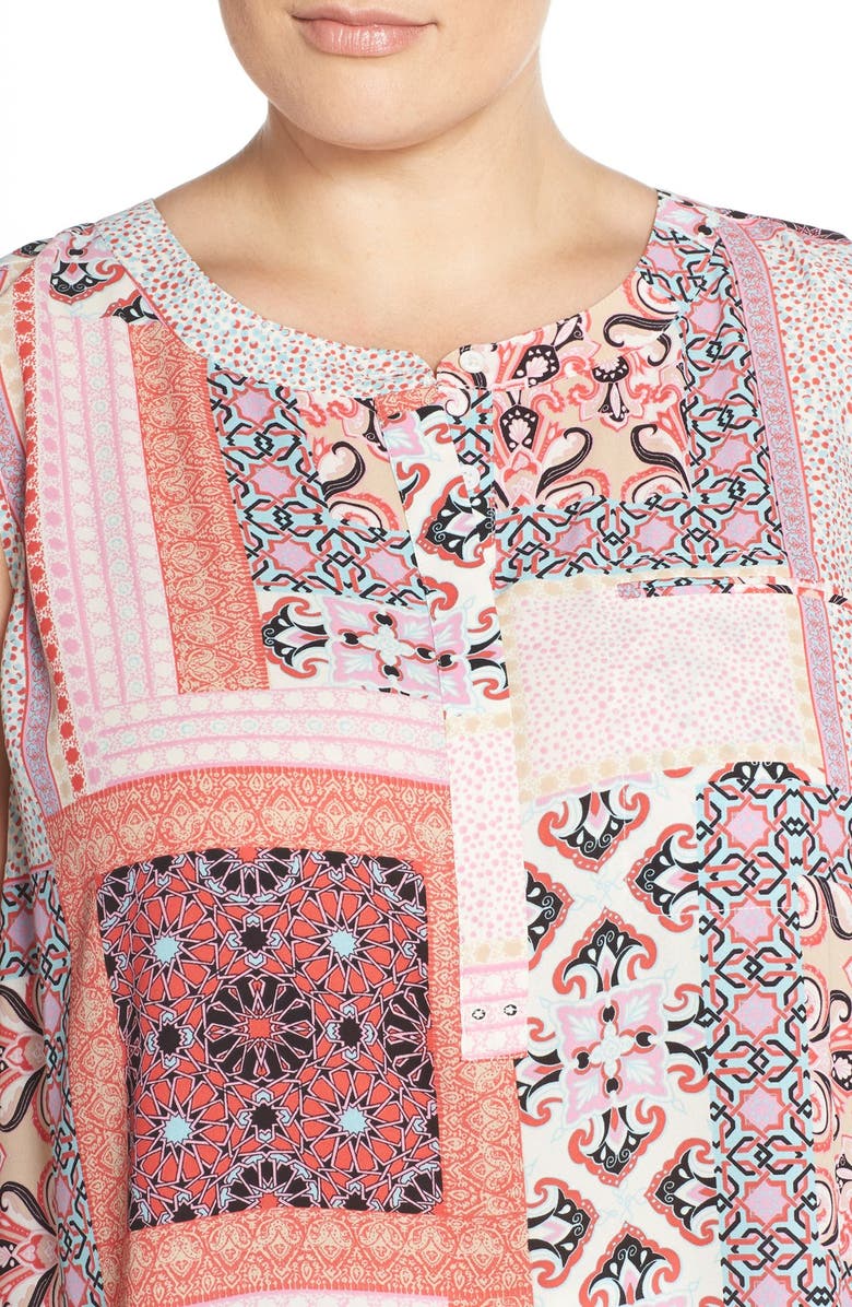 NYDJ Print Pleat Back Sleeveless Top, Alternate, color, Arabesque Patchwork Pink