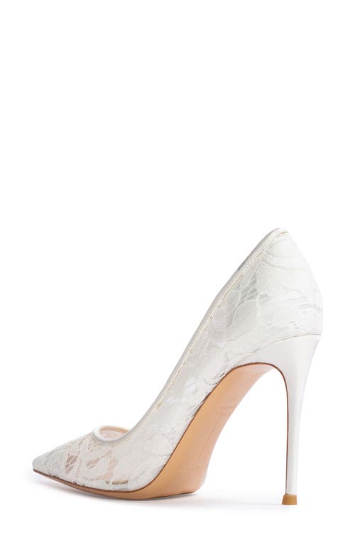 Black Suede Studio Gia Pointed Cap Toe Pump In White Lace
