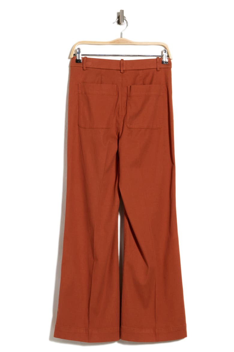 Button Pocket High Waist Flare Leg Pants, Alternate, color, SIENNA