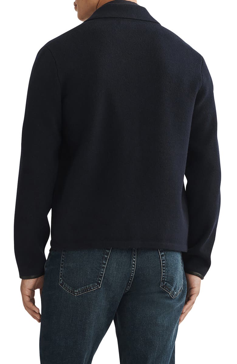 rag & bone Melrose Leather Trim Wool Blend Cardigan, Alternate, color, 