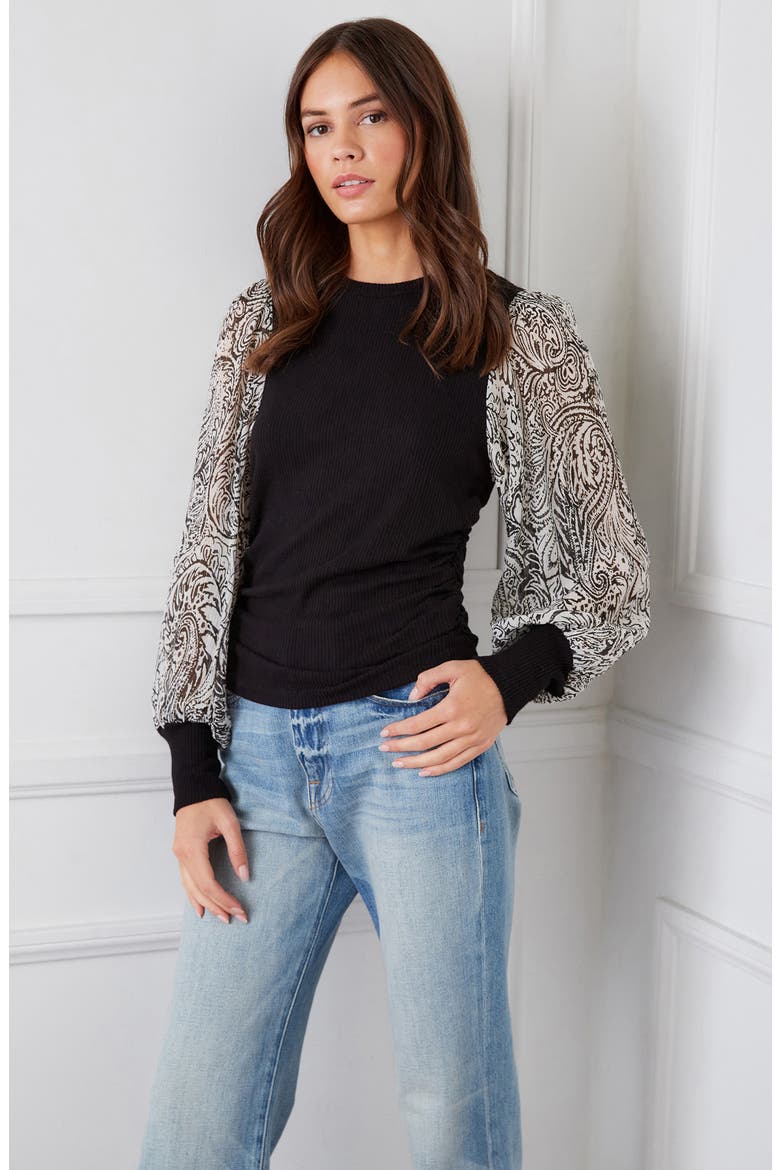 Bishop Long Sleeve Top, Alternate, color, BLACK