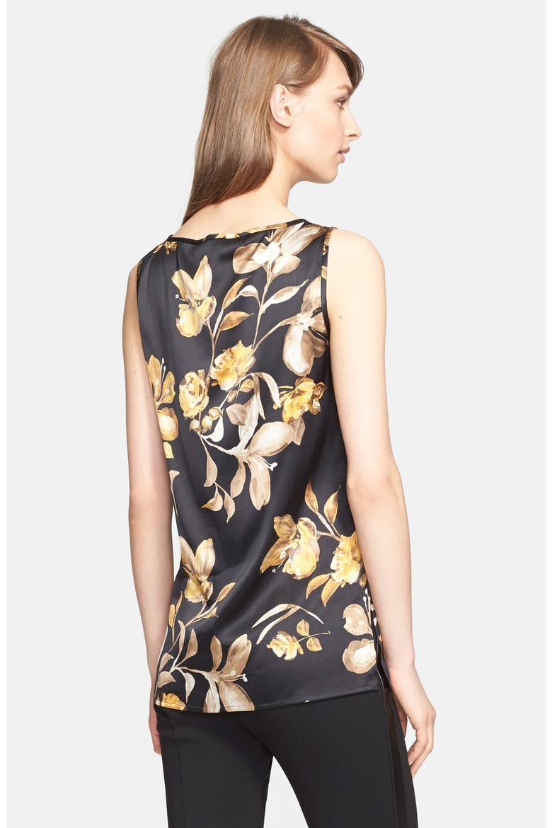 Floral Print Stretch Silk Shell (Nordstrom Exclusive), Alternate, color, CAVIAR MULTI