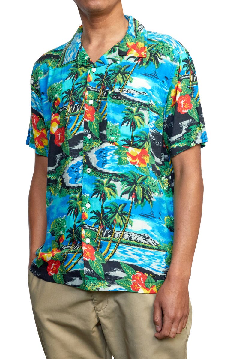 RVCA Kawela Tropical Short Sleeve Button-Up Shirt, Alternate, color, 