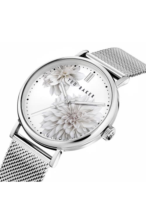 Ted Baker Phylipa Peonia Mesh Strap Watch, 37mm In Silver