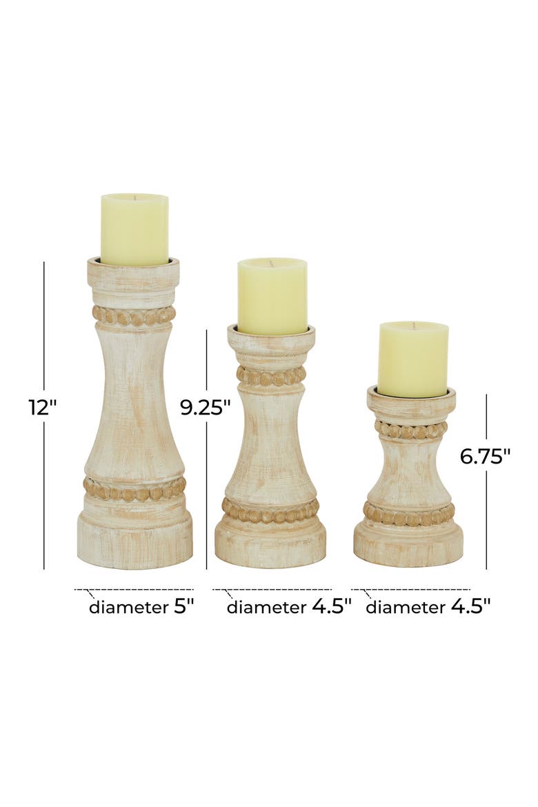 Cream Wood Farmhouse Candle Holder - Set of 3, Alternate, color, CREAM