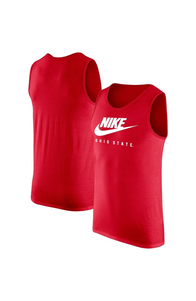 Nike Men's Nike Scarlet Ohio State Buckeyes Futura Performance Scoop Neck Tank Top, Main, color, 