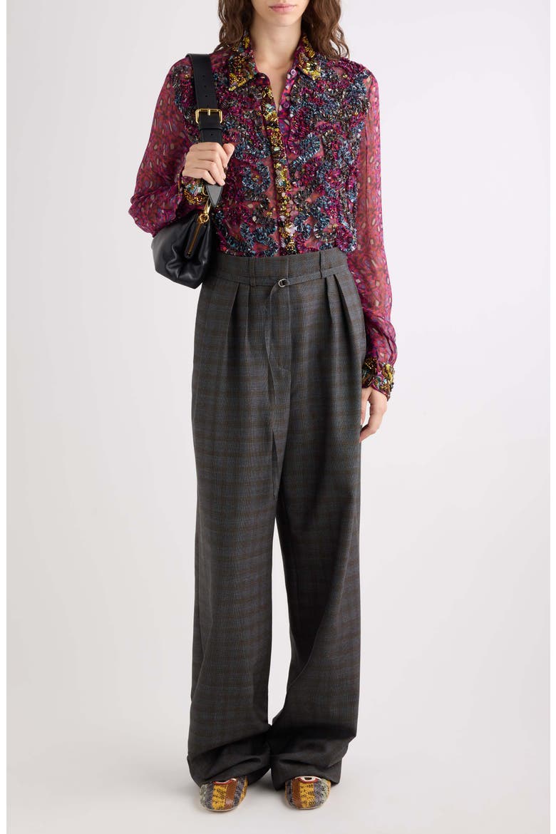 Chevy Embroidered Ruffle Viscose Chiffon Shirt, Alternate, color, FUCHSIA