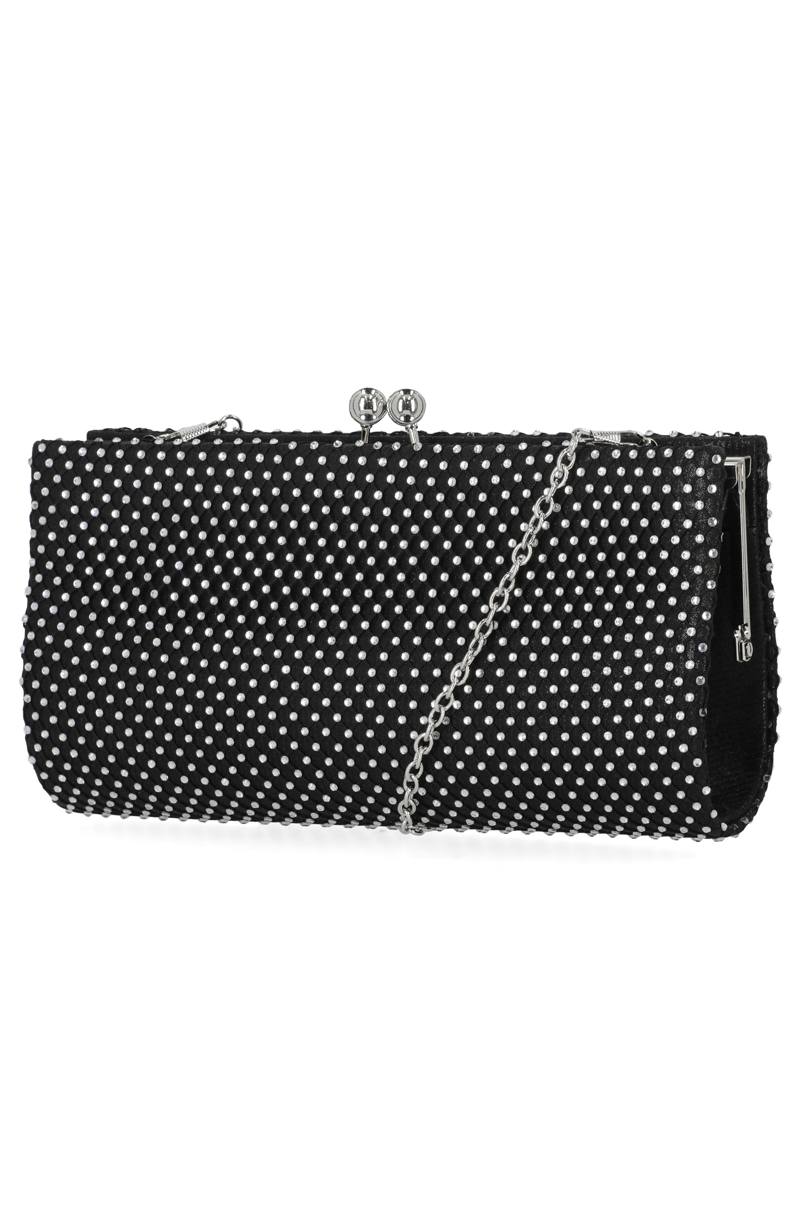 Jessica McClintock Jean Crystal Embellished Clutch, Alternate, color, Black