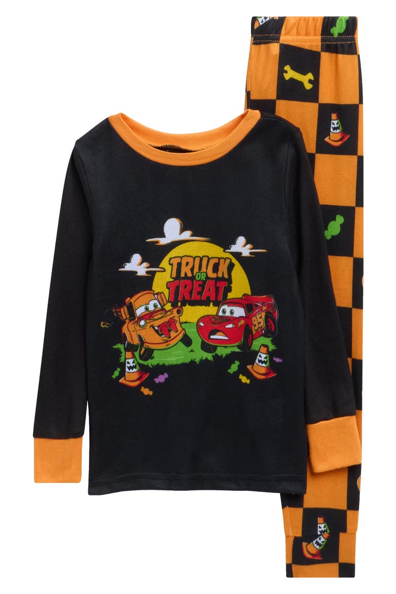 Pixar Cars Halloween Fitted Two-Piece Pajamas, Main, color, BLACK