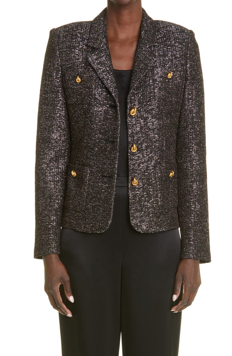 St. John Evening Metallic Glitter Knit Jacket, Main, color, 