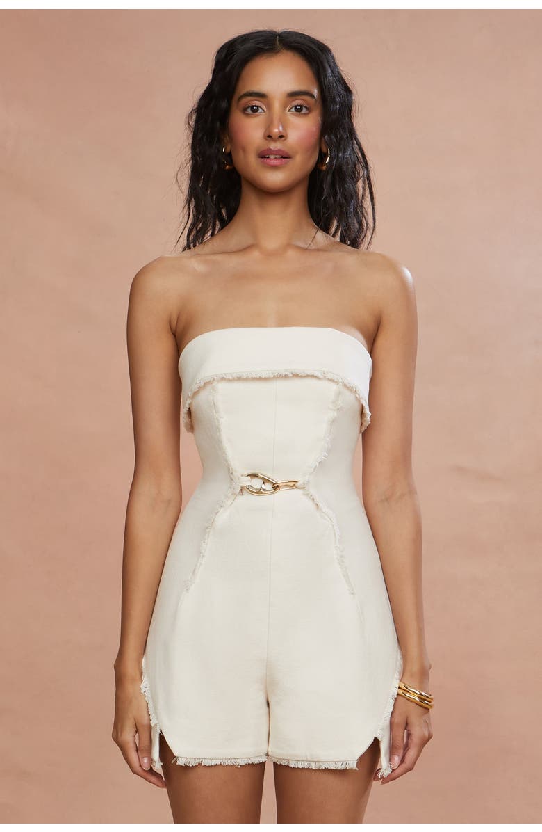 AMUR Valerie Strapless Romper, Alternate, color, Sea Salt