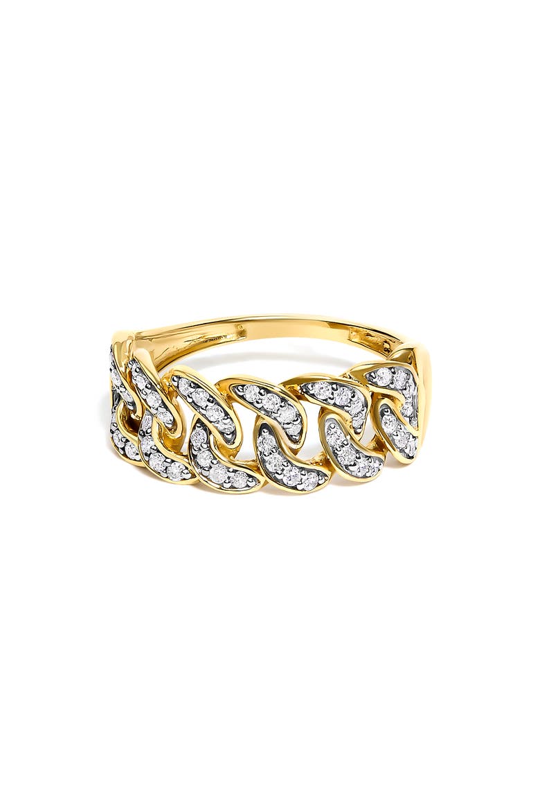 14K Yellow Gold Plated Sterling Silver 1/3 ctw Diamond Curb Link Band Ring, Main, color, Yellow Gold over Silver