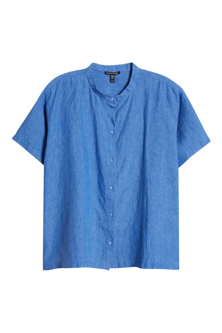 Organic Linen Button-Up Shirt, Alternate, color, ULTRAMARINE