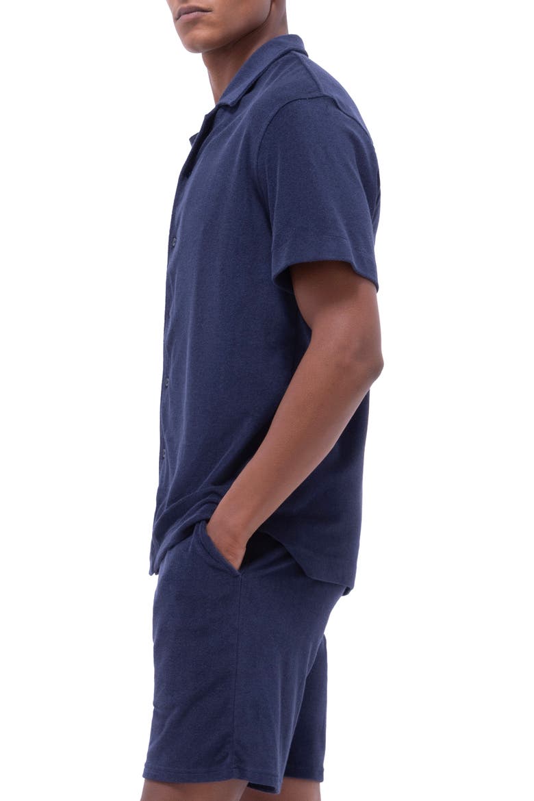 Terry Cloth Camp Shirt, Alternate, color, NAVY
