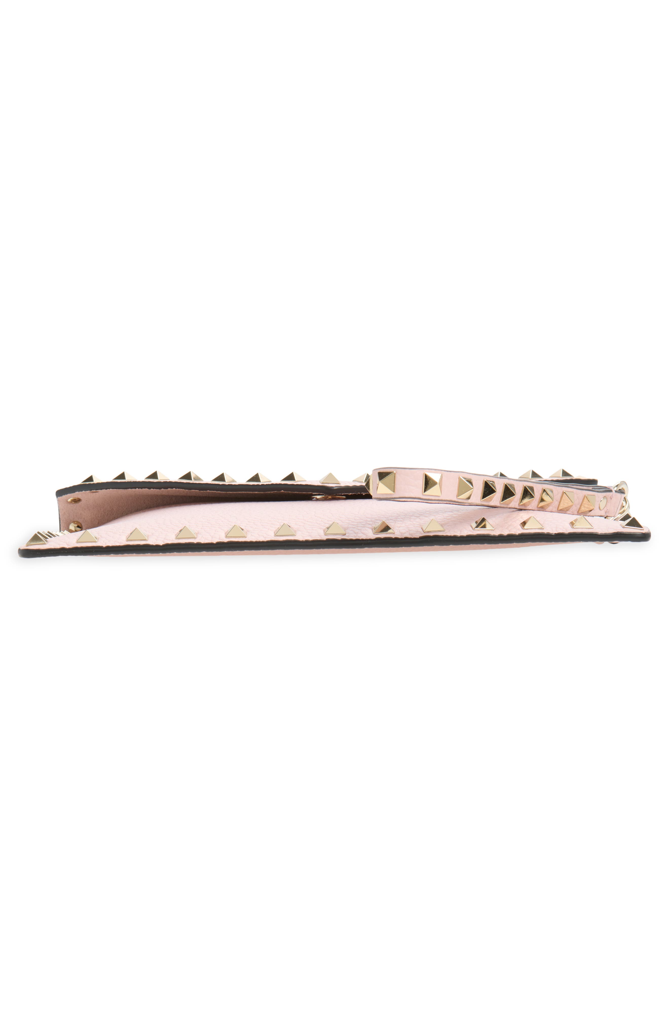 Medium Rockstud Leather Clutch, Alternate, color, ROSE QUARTZ