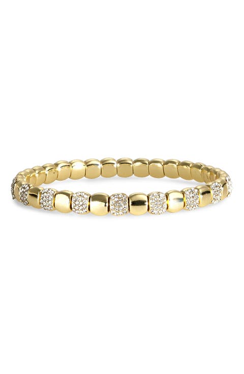 Pavé Cubic Zirconia Beaded Stretch Bracelet