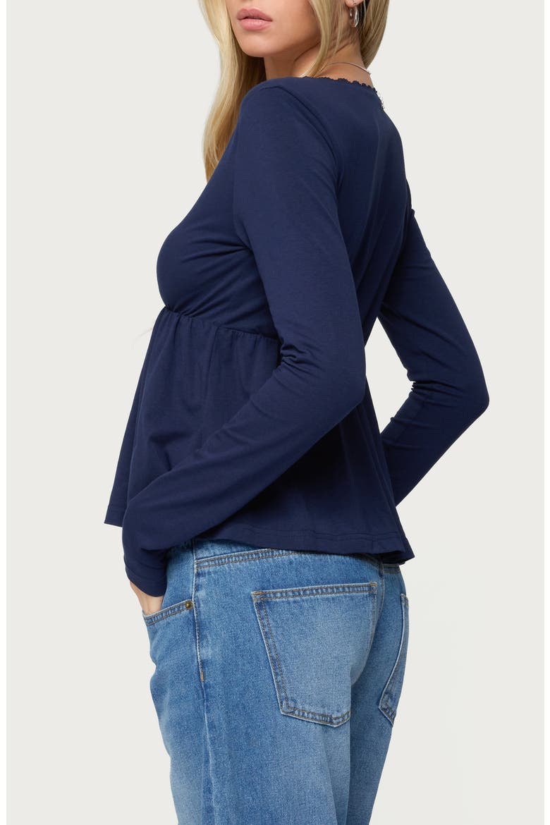 Kenzie Long Sleeve Babydoll Top, Alternate, color, NAVY