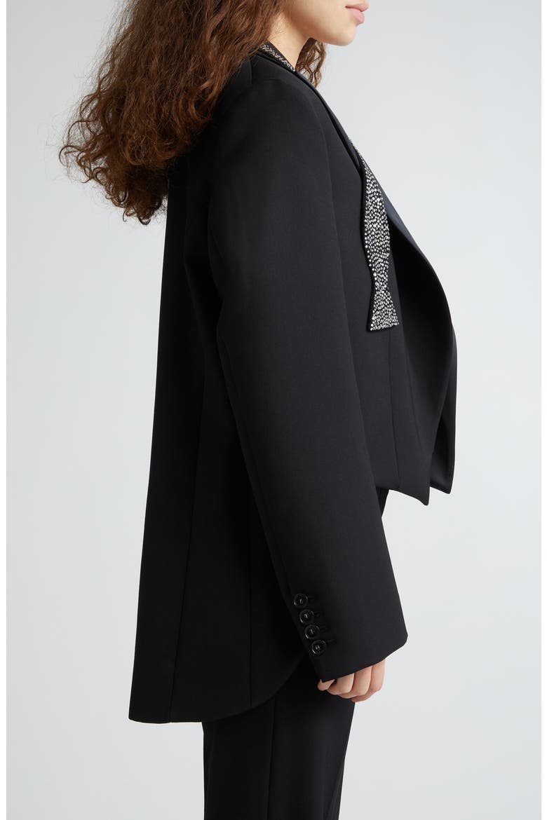 Wool Twill Tailcoat Tuxedo Jacket with Crystal Embellished Bow Tie, Alternate, color, 1000 - BLACK