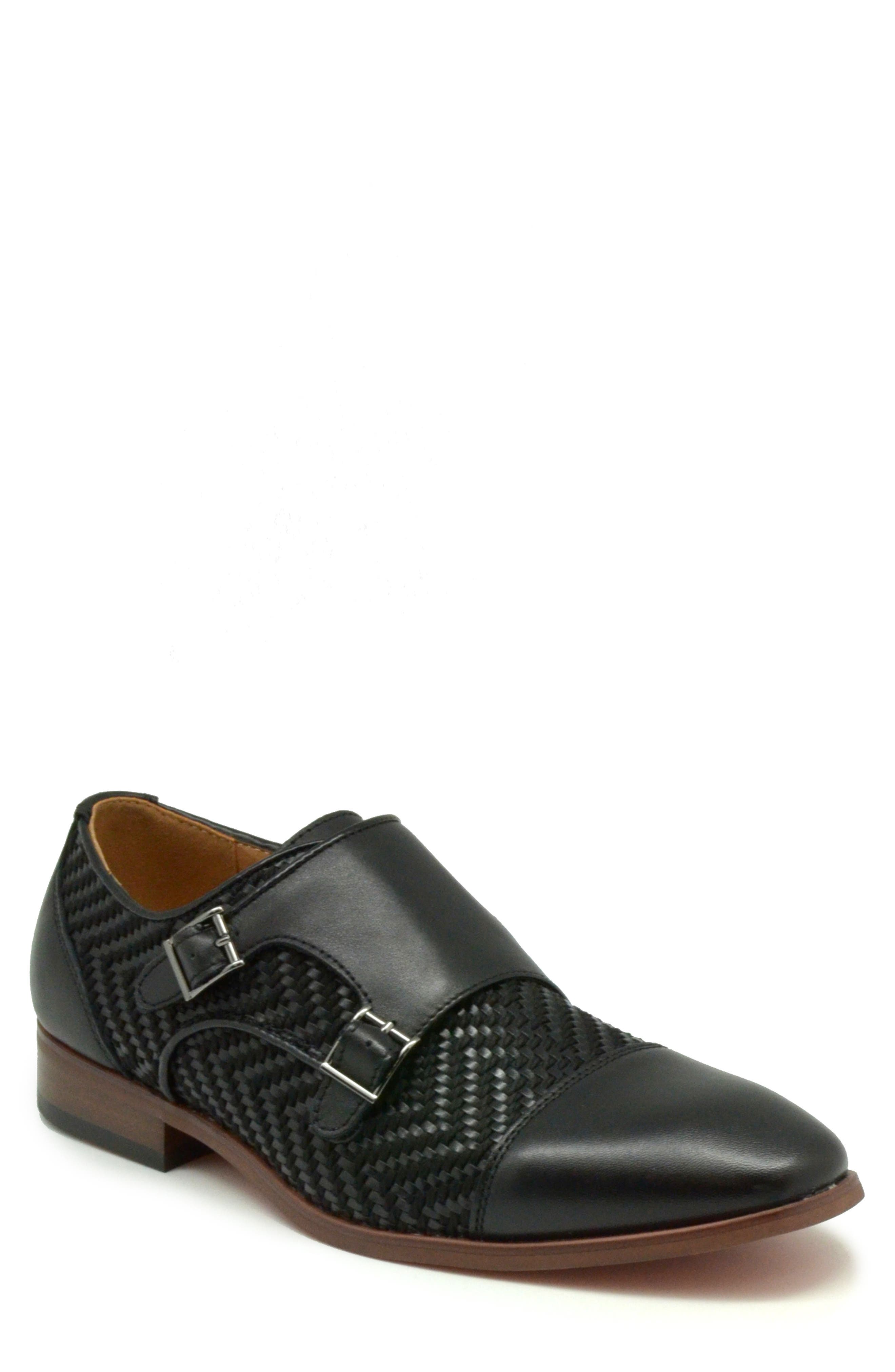 La Milano Wakefield Double Monk Strap Shoe, Main, color, Black
