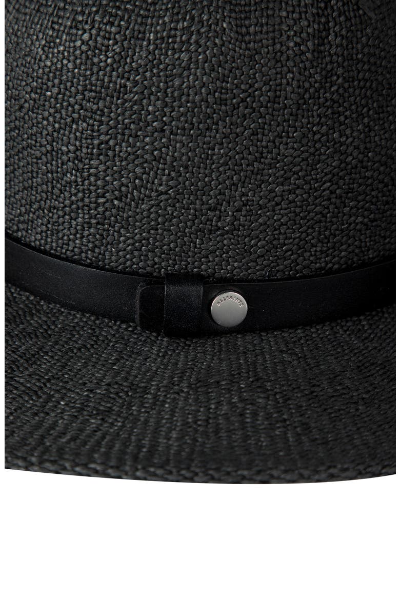 Stonewash Straw Fedora, Alternate, color, BLACK