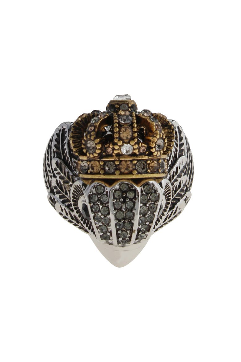 Crowned Eagle Cocktail Ring, Alternate, color, RHODIUM/ CRYSTAL