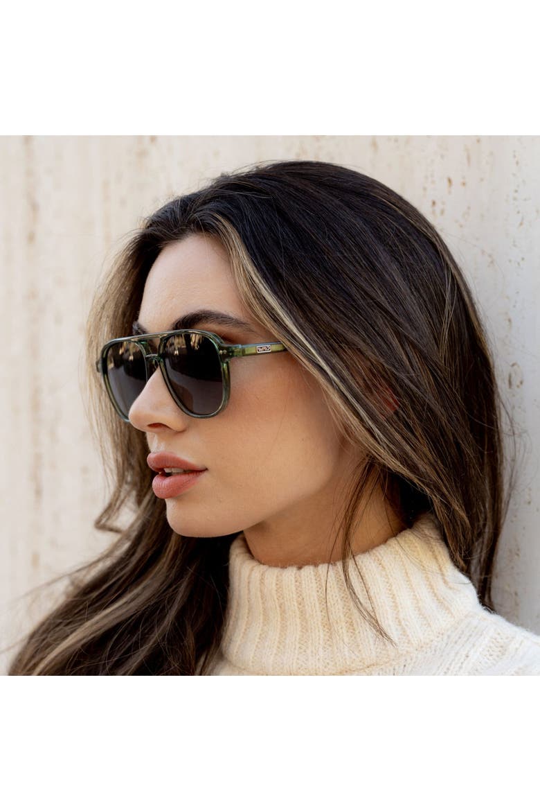 Hayden - 53mm Double Bridge Aviator Polarized Sunglasses, Alternate, color, Emerald Green