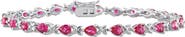 DELMAR Sterling Silver Lab Created Ruby Tennis Bracelet