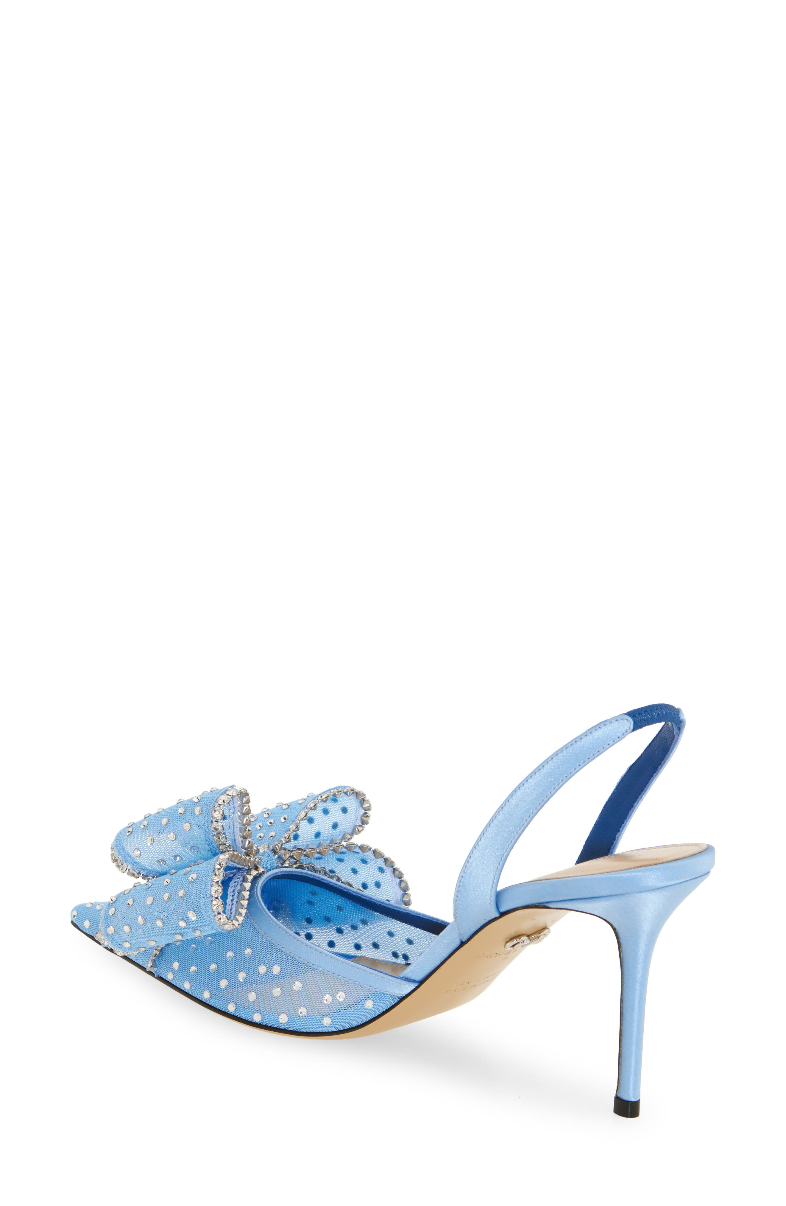 Mach & Mach Le Cadeau Bow Pointed Toe Slingback Pump, Alternate, color, Sky Blue