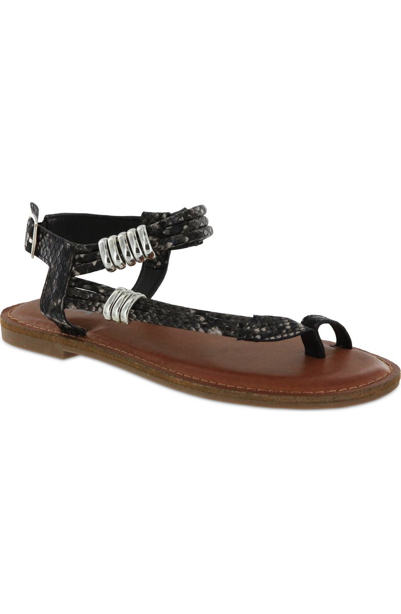 MIA Julianna Ankle Strap Snake Embossed Sandal, Main, color,